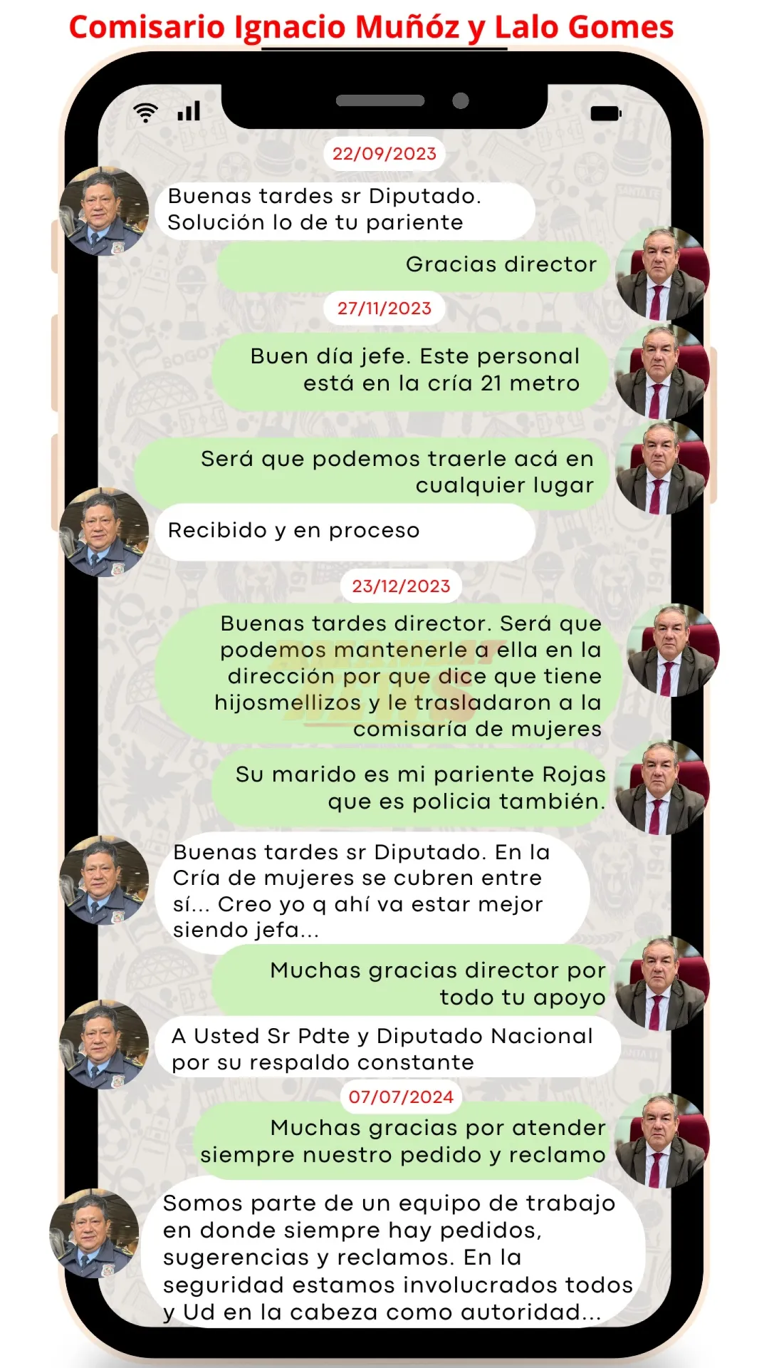 Comisario Ignacio Muñoz de Amambay trataba a Lalo como a un jefe