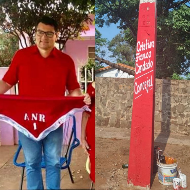Candidato pinta columna de la ANDE para inducir al voto en Pedro Juan Caballero