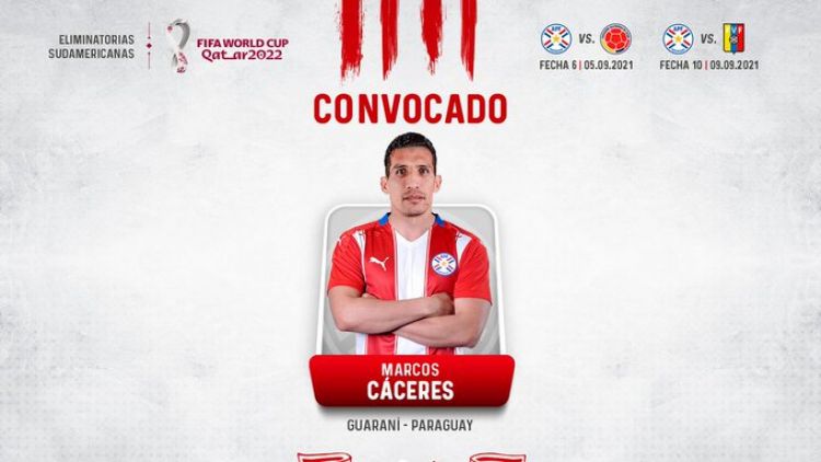 Marcos Cáceres, convocado a la Selección Paraguaya