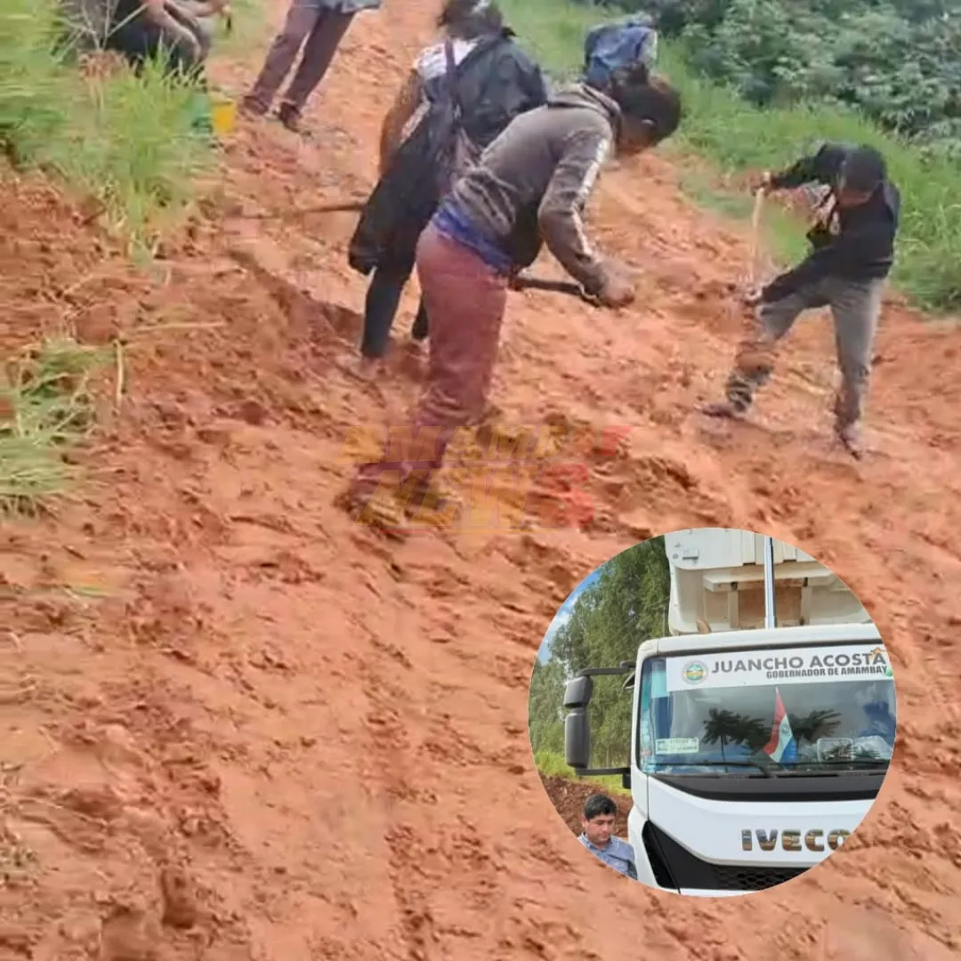 VIDEO: Ante abandono de la Gobernación, indígenas arreglan camino con palas y azadas en Amambay