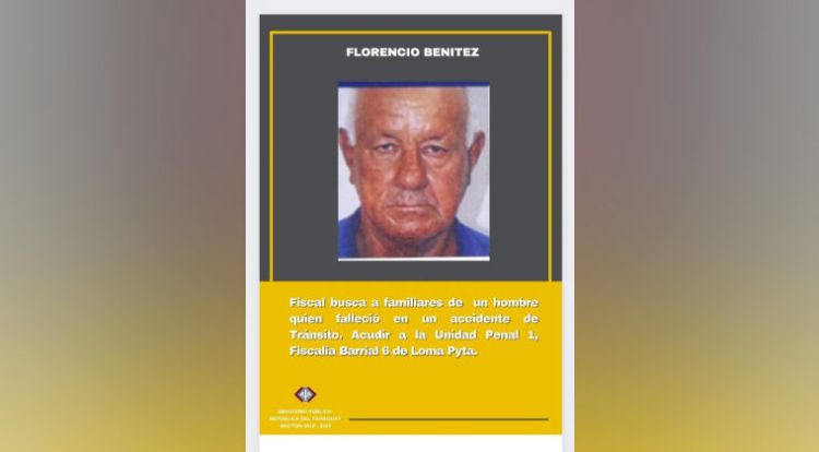 Buscan a familiares de hombre que murió en un accidente