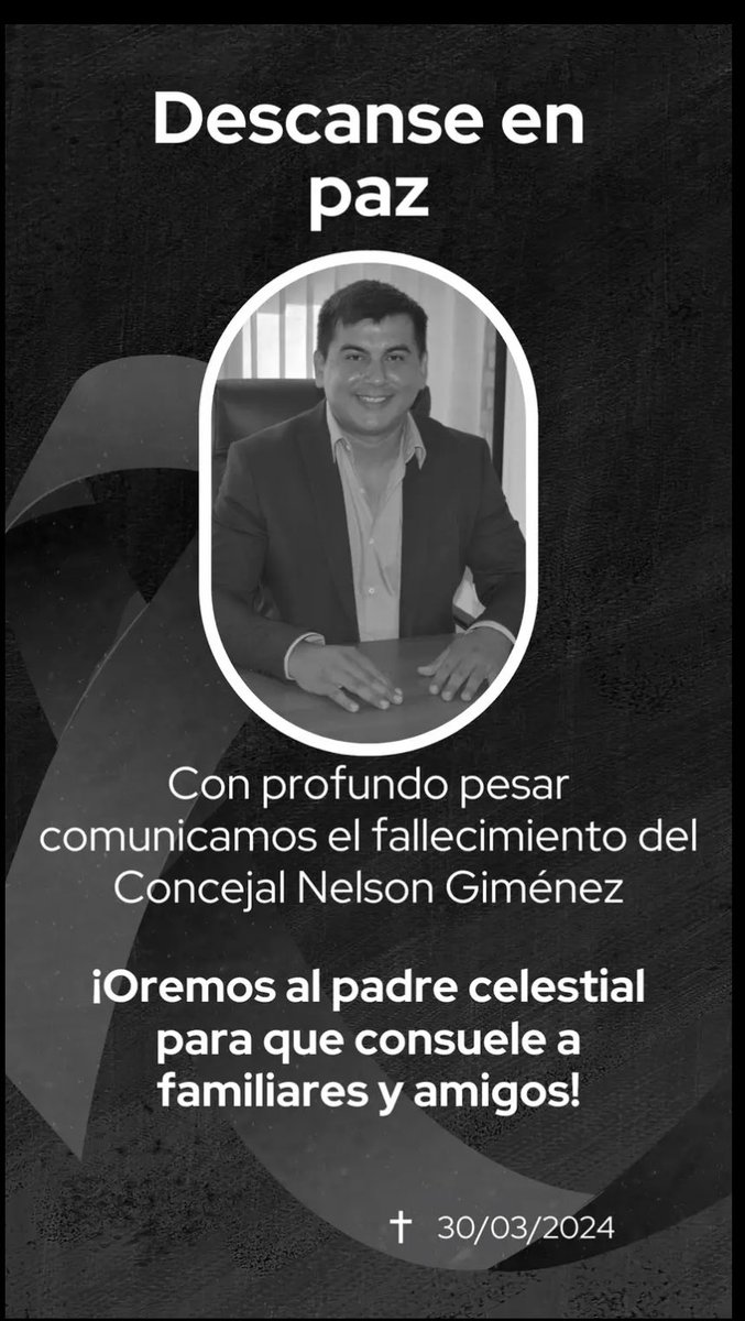 Reportan el fallecimiento del concejal de Capiatá Nelson Giménez