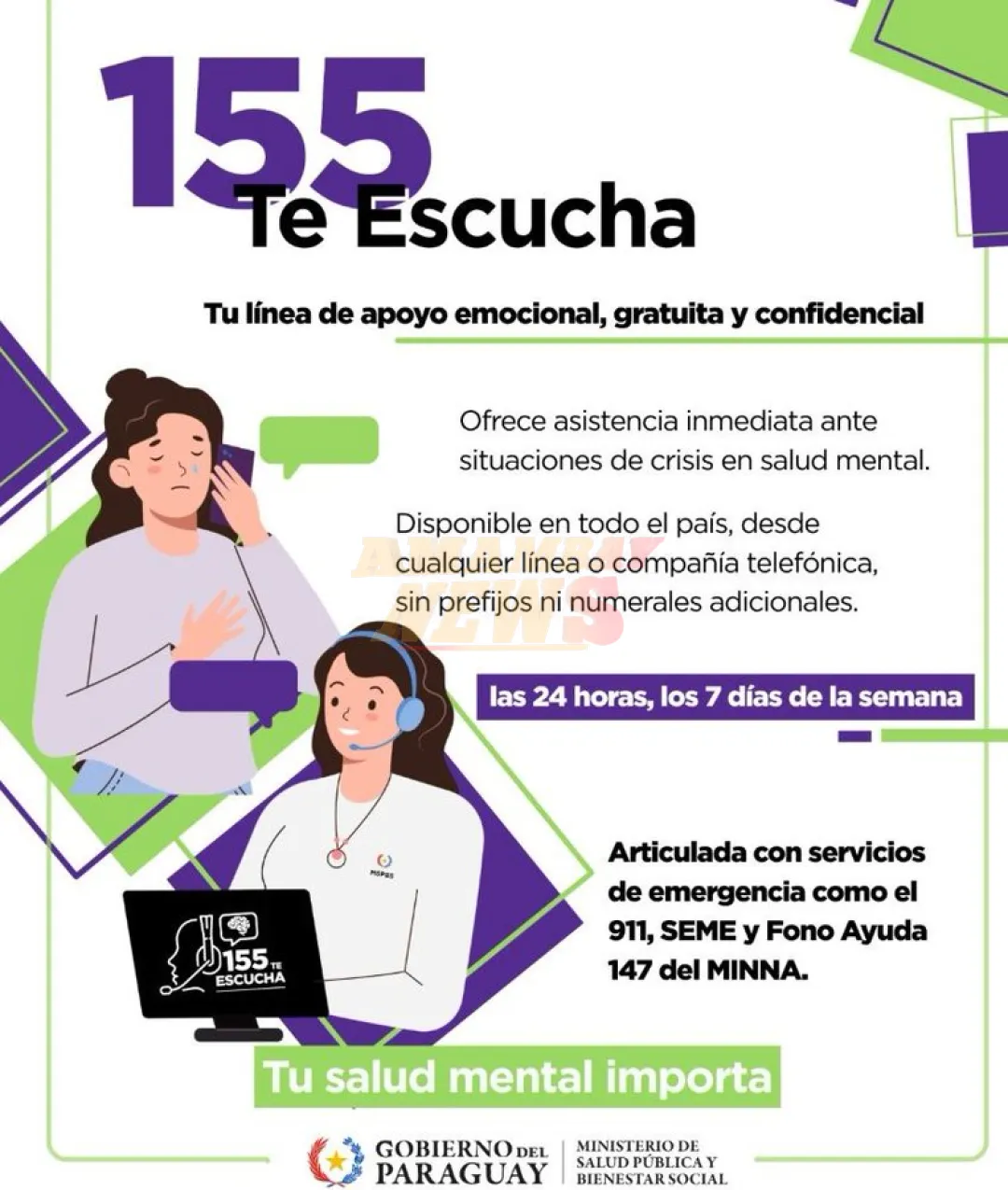 No estás solo: habilitan línea telefónica 155 para asistencia gratuita y confidencial en crisis de salud mental