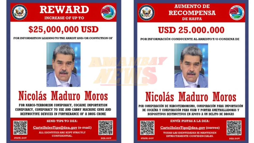 EU recuerda que ofrece una recompensa de 25 mdd por la detención de Nicolás Maduro