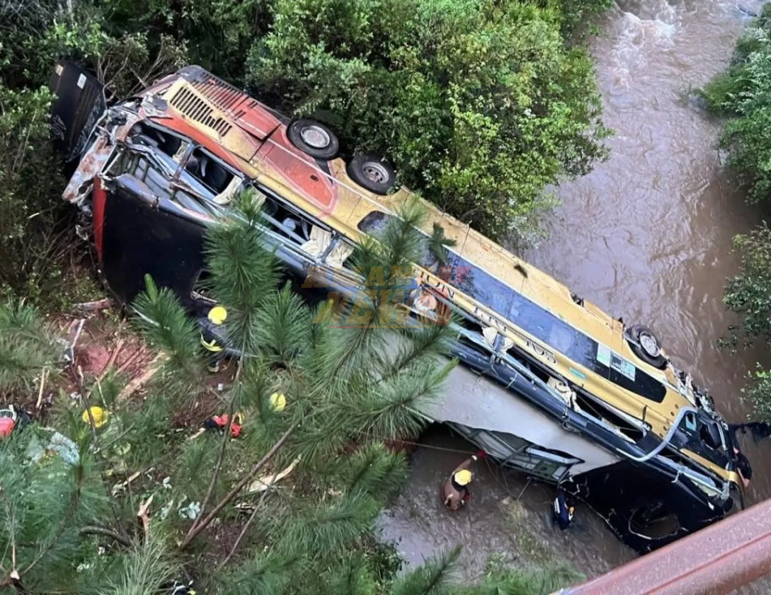Autobús de larga distancia cayó a un arroyo y nueve personas murieron en Misiones, Argentina