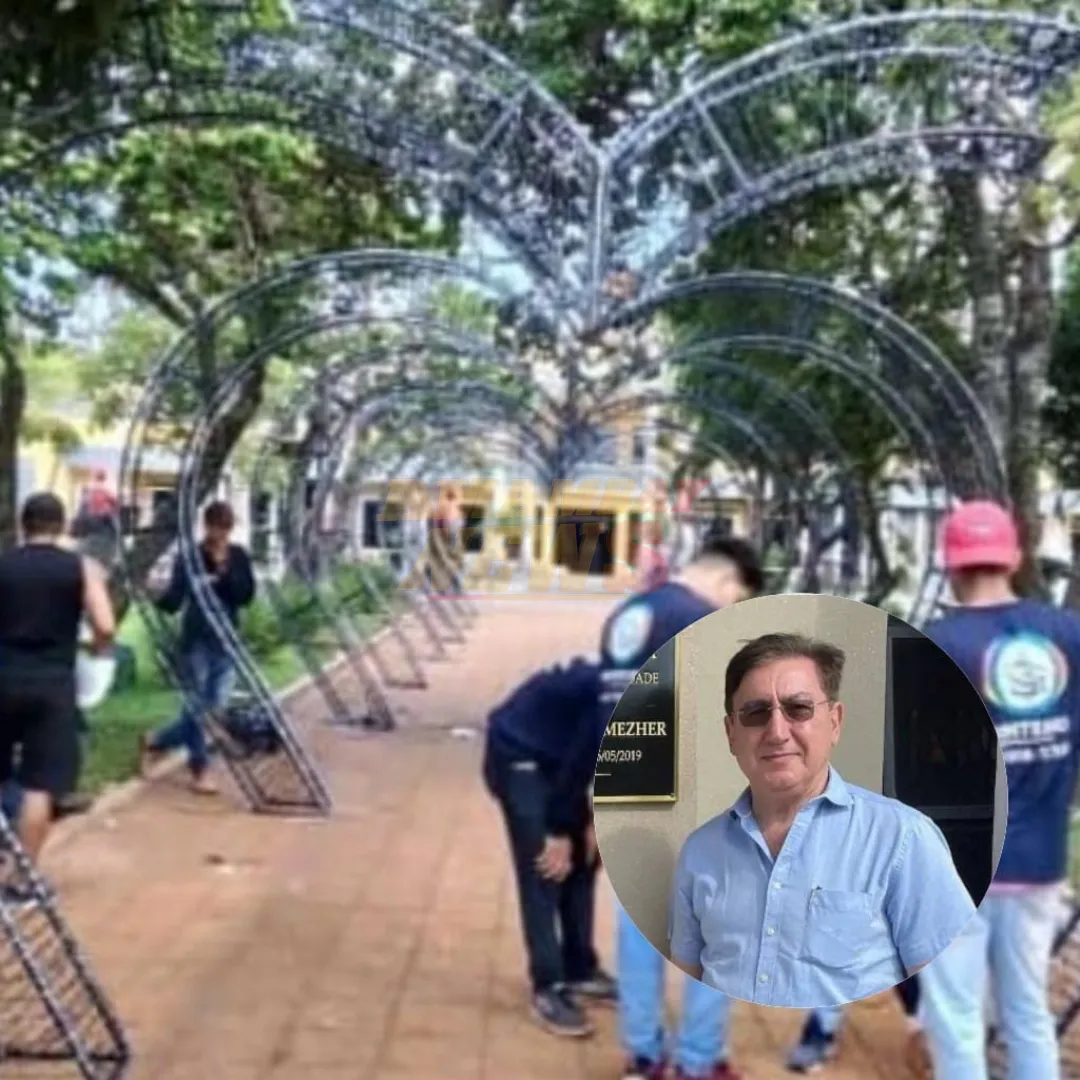 Pedro Mezher, mandó iniciar los trabajos de iluminación de la plaza Pedro Juan Caballero