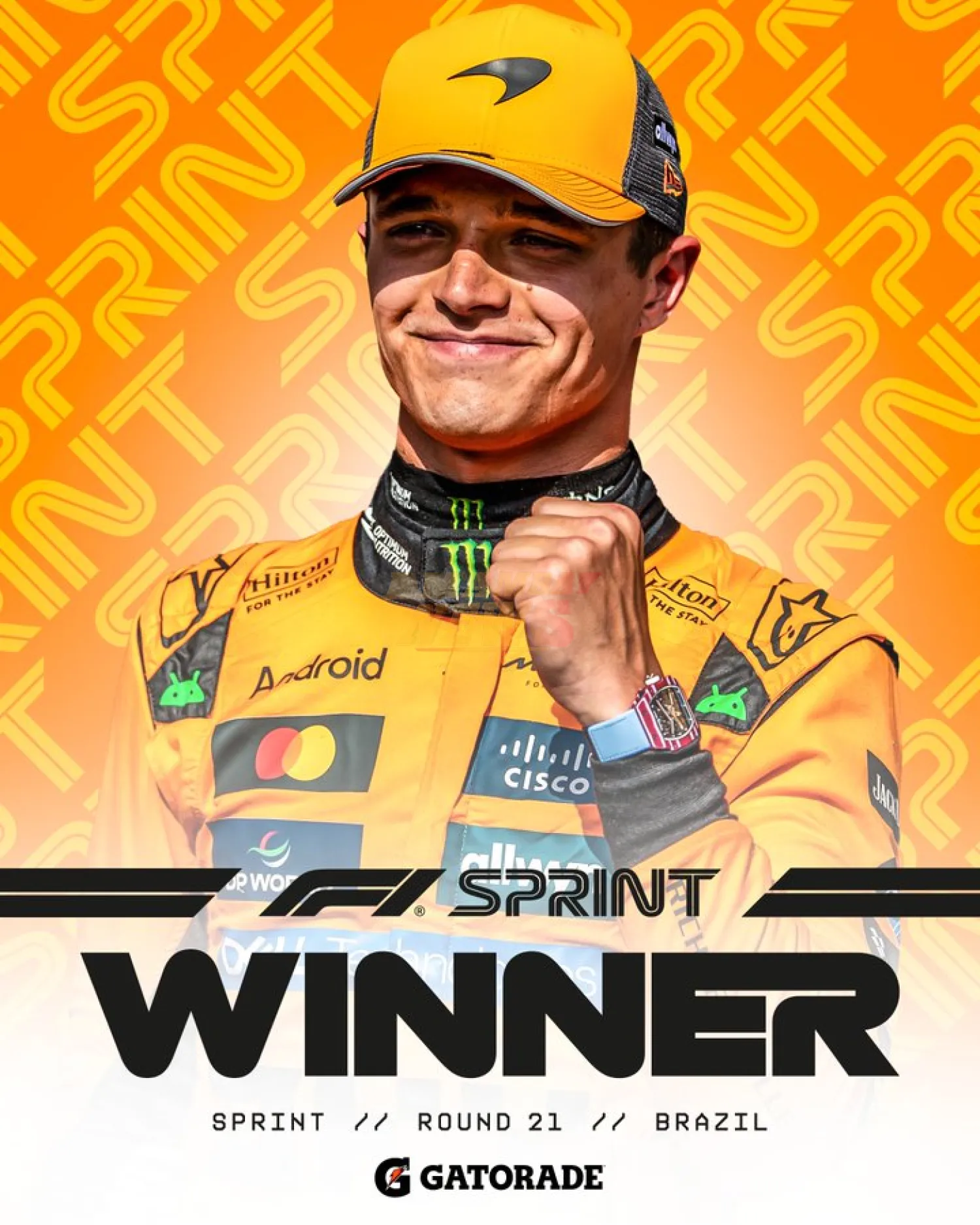 Lando Norris gana una accidentada carrera sprint en el GP de Brasil