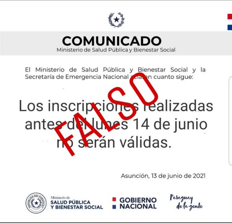 Aclaran que el mensaje que se encuentra circulando en redes sociales es FALSO.