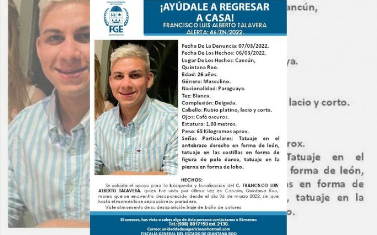 Este sábado arriban los restos de Luis Alberto Talavera, compatriota fallecido en Cancún