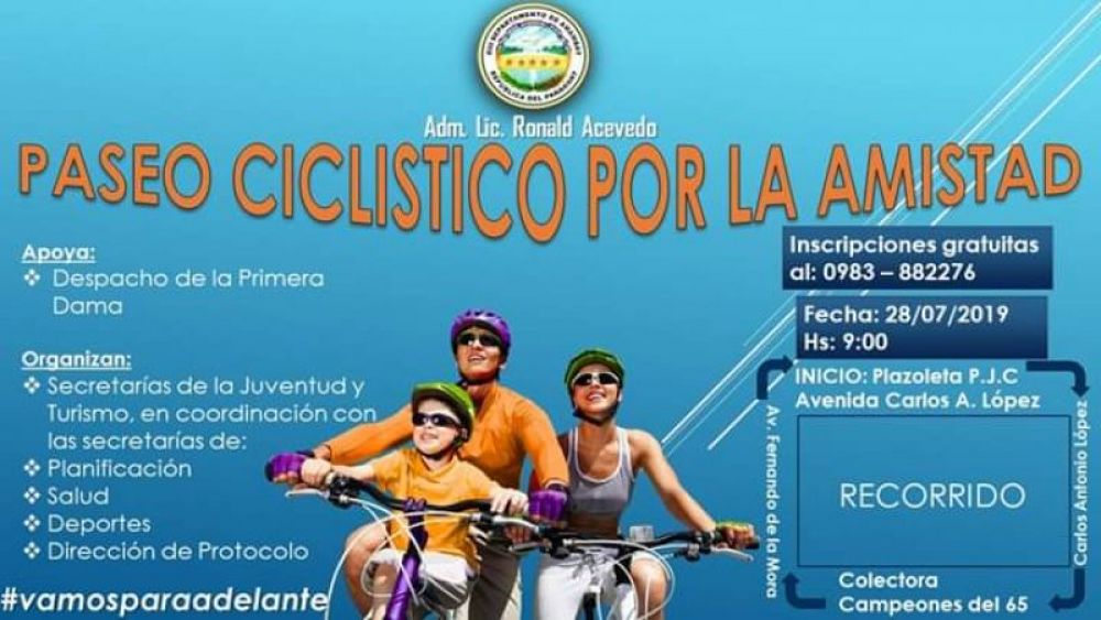 Paseo ciclístico por el Día de la Amistad organiza la Gobernación de Amambay