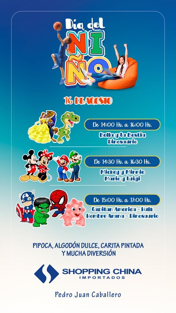 Te invitamos a disfrutar del día del Niño en Shopping China