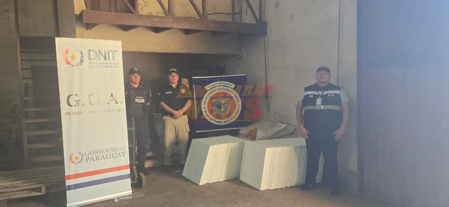 DNIT incauta placas de yeso en operativo contra el contrabando en la frontera de Pedro Juan Caballero