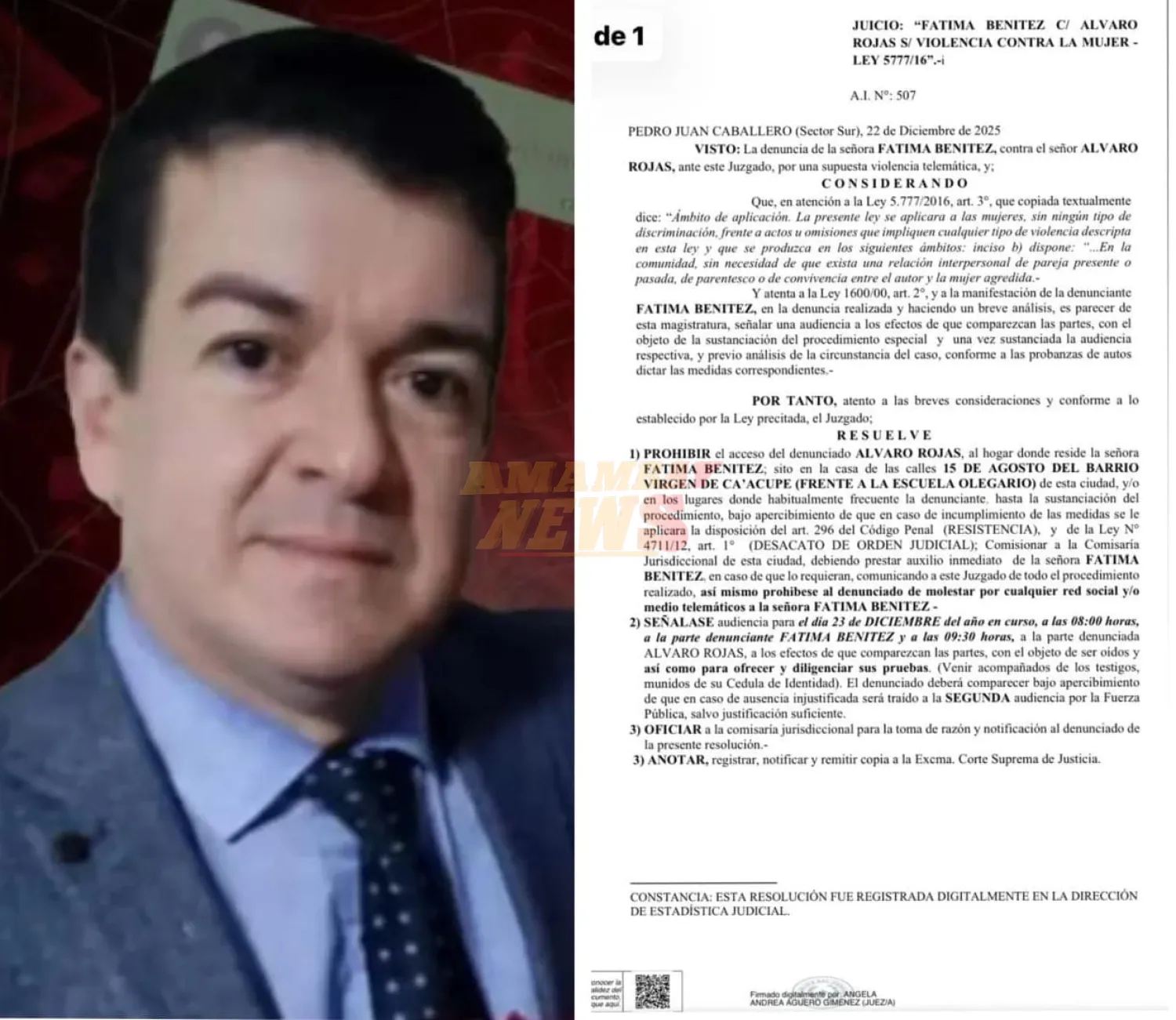 Prohíben al juez Álvaro Rojas acercarse a víctima de violencia psicológica y verbal