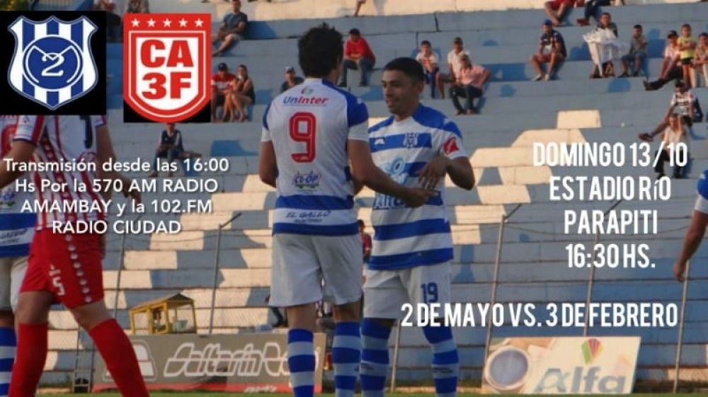 2 de Mayo recibe al 3 de Febrero este domingo