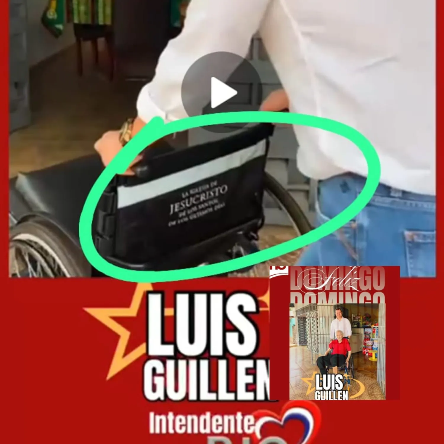 Vergüenza: Luis Guillén hace su campaña con silla de ruedas donada por la Iglesia de los mormones