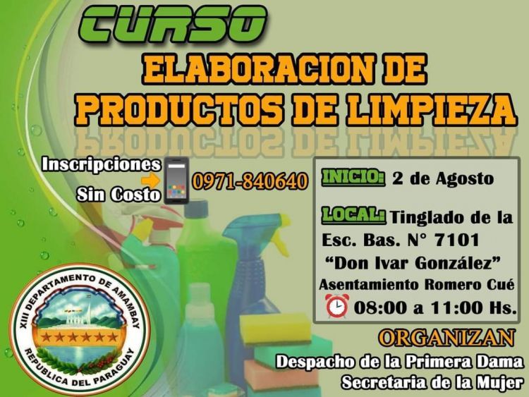 Curso sobre elaboración de productos de limpieza anuncia la Gobernación de Amambay