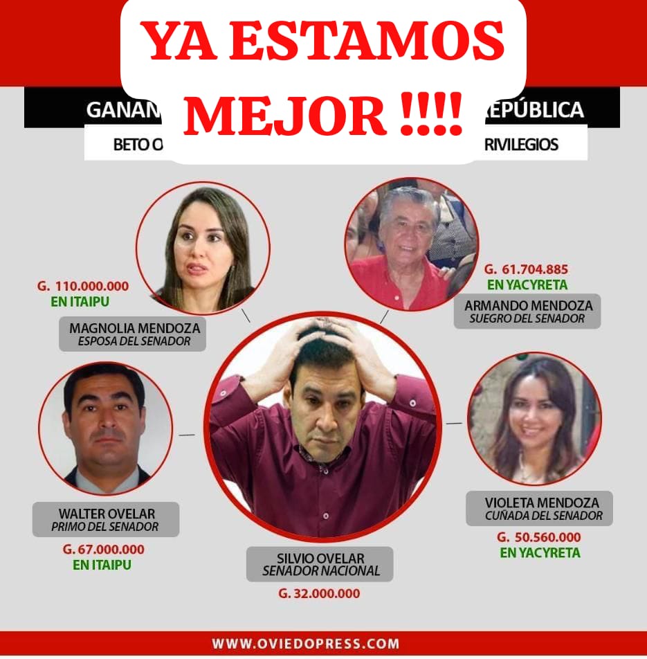 Beto Ovelar dijo que le avergüenza ser trato «apu a» y no el caso de su esposa