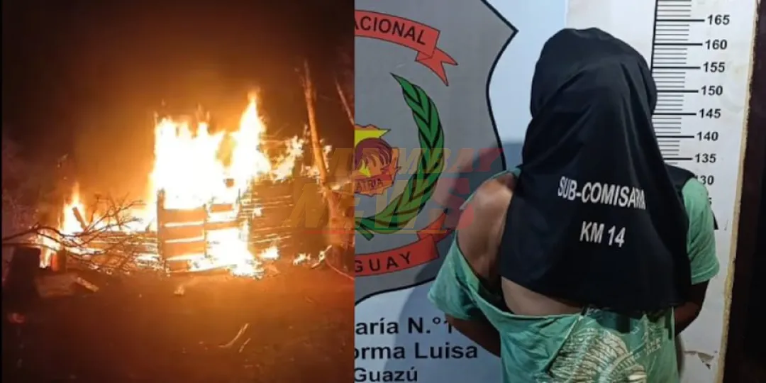 Ebrio fue detenido tras golpear a su pareja e incendiar la casa en Minga Guazú