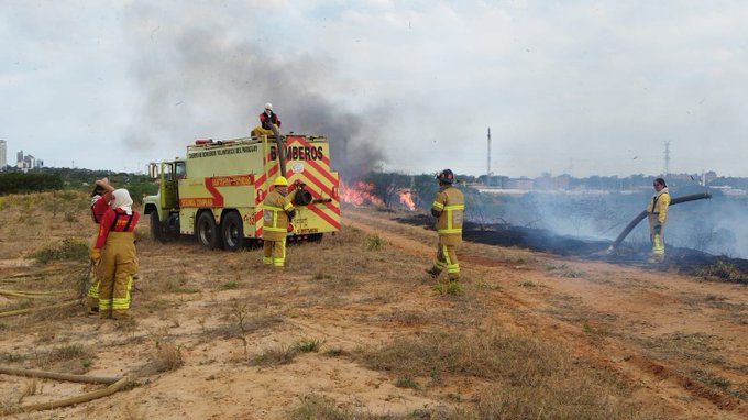 Incendio de pastizal en la Costanera Norte