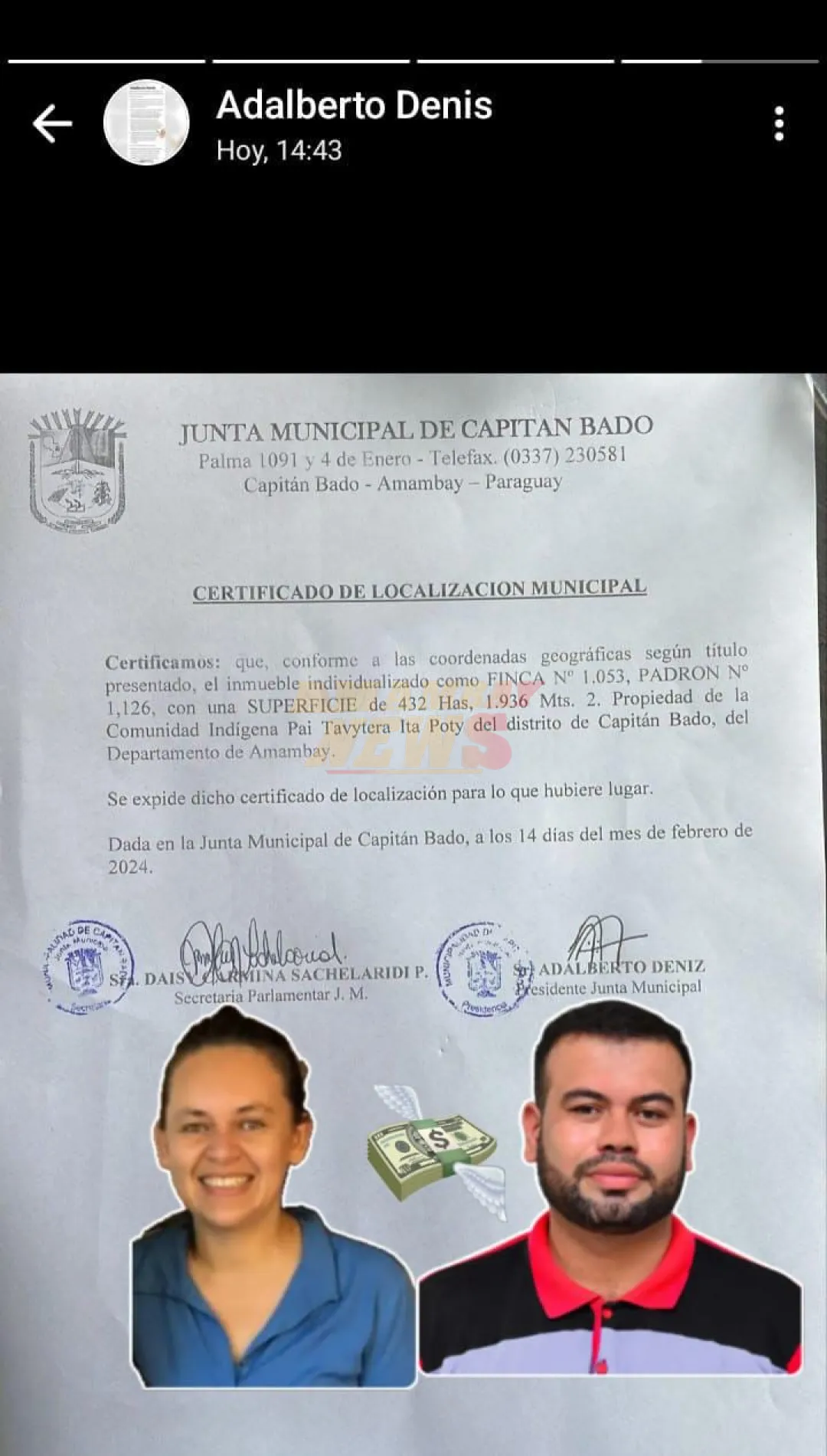 Denuncian por producción de documentos no autenticos al concejal Adalberto Denis