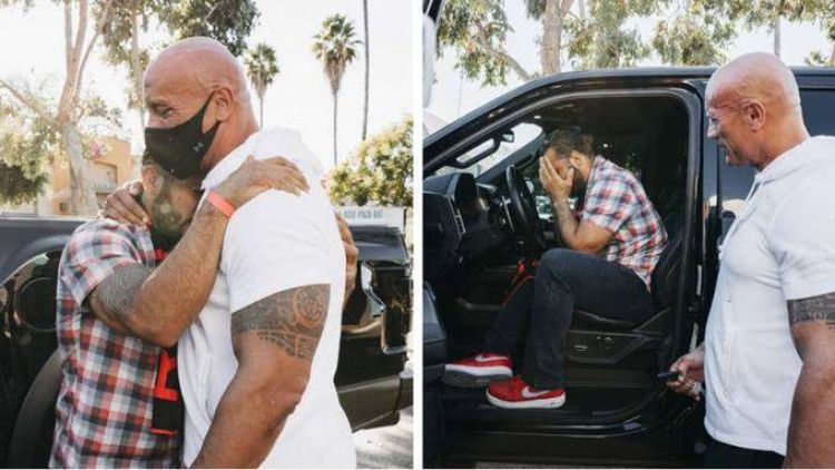 Dwayne Johnson le regala su camioneta a un fanático latino por sus buenas acciones