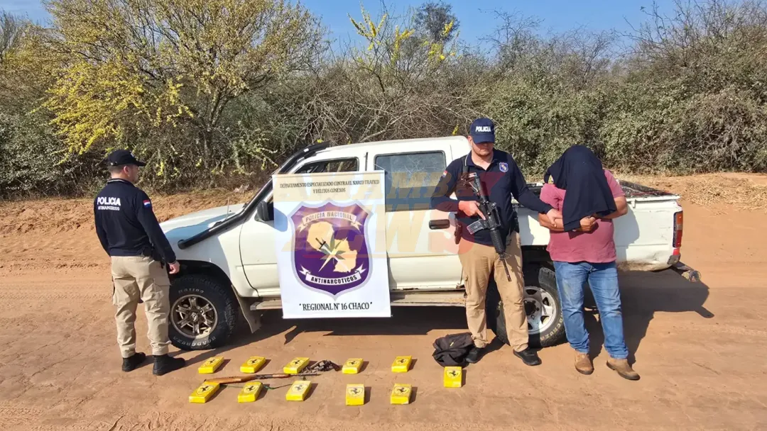 Chaco: Policía Antinarcótico detiene a conductor con 13 kilos de cocaína