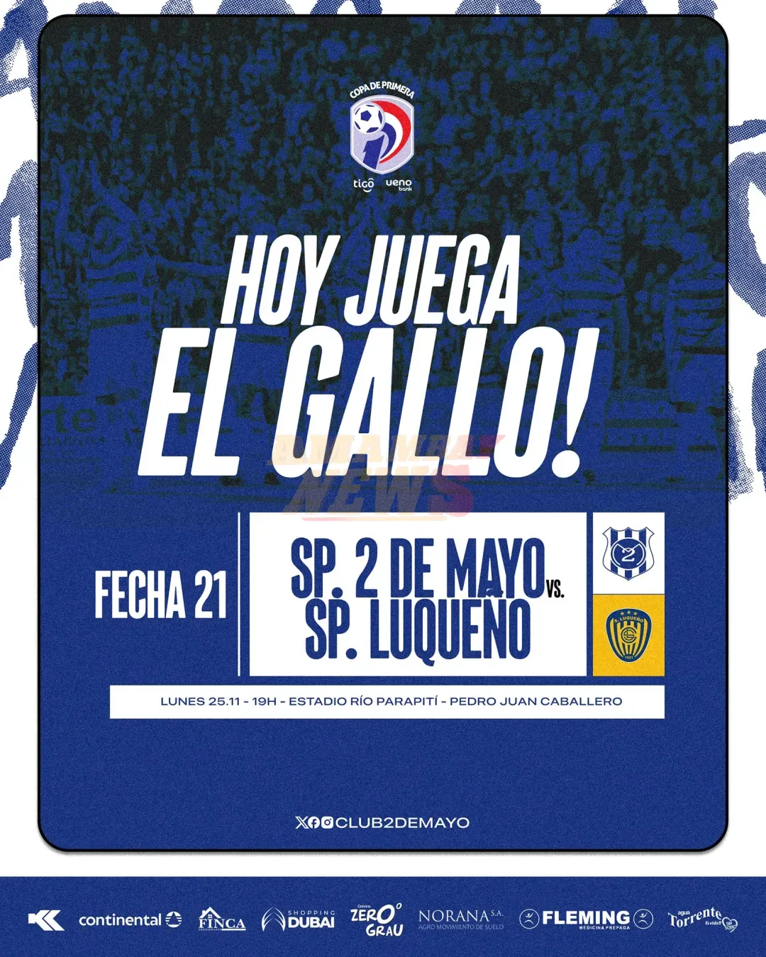 El 2 de Mayo recibe esta noche a Luqueño con la necesidad de ganar mirando el vice campeonato