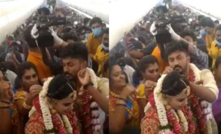 Boda en un avión para eludir las restricciones anticovid en India