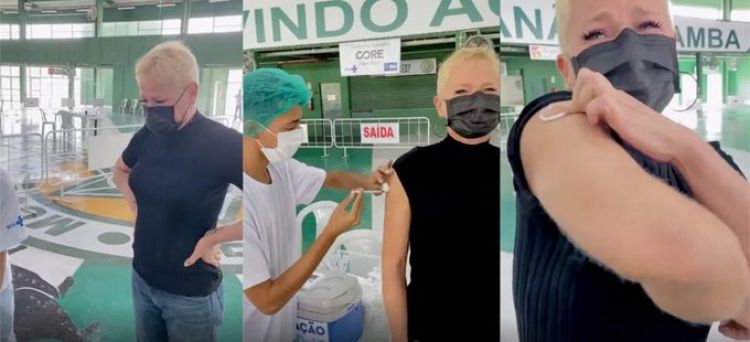 Xuxa se emociona al recibir la primera dosis de la vacuna contra el Covid-19