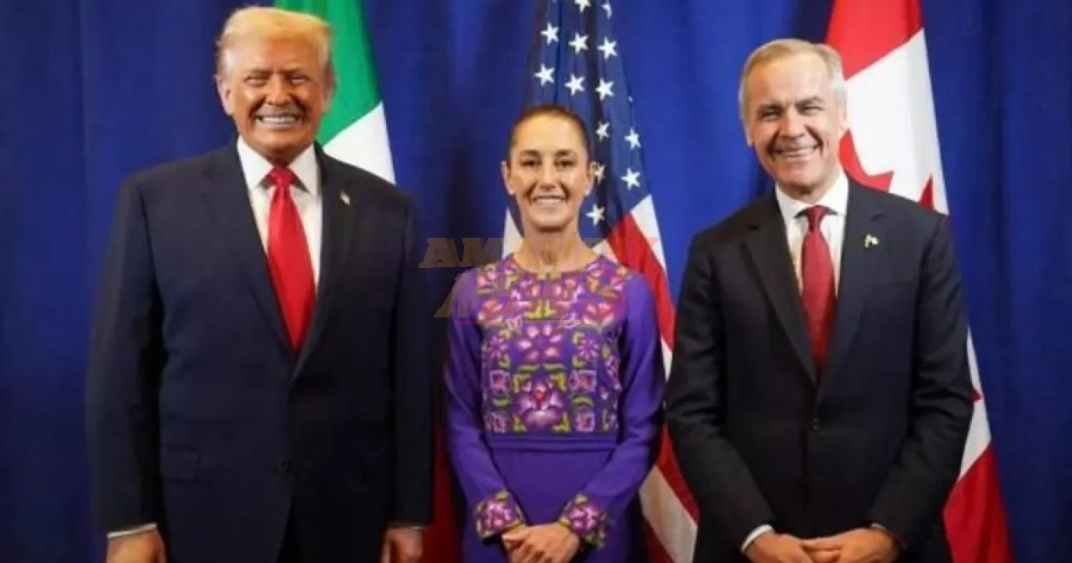 Cordial reunión a tres entre Trump, Sheinbaum y Carney en el sorteo del Mundial