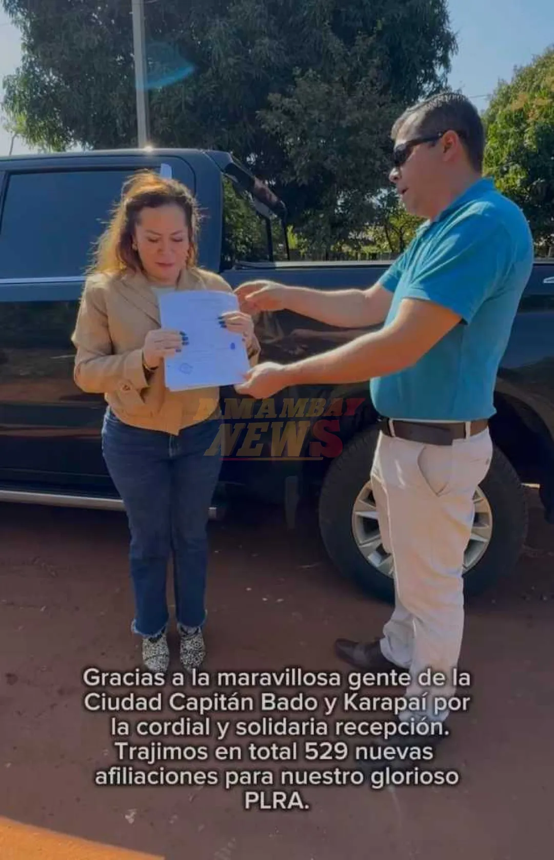 Senadora usa camioneta de supuesto traficante de armas en acto político en Capitán Bado