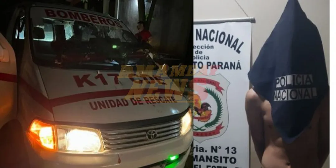 Descontrol total: joven destruye ambulancia de bomberos en pleno rescate