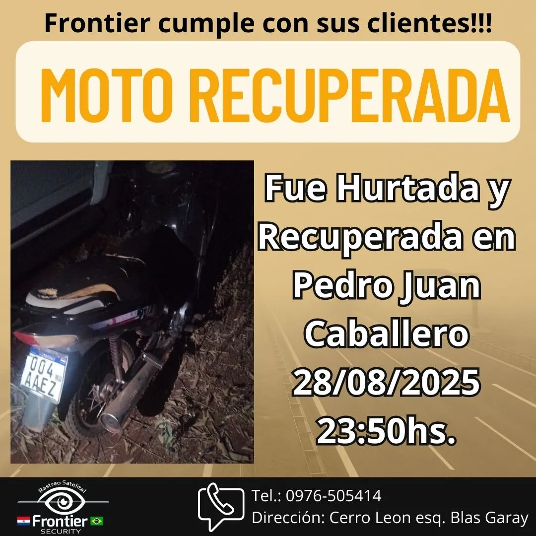 VIDEO: Frontier Security recupera más una motocicleta hurtada en Pedro Juan Caballero