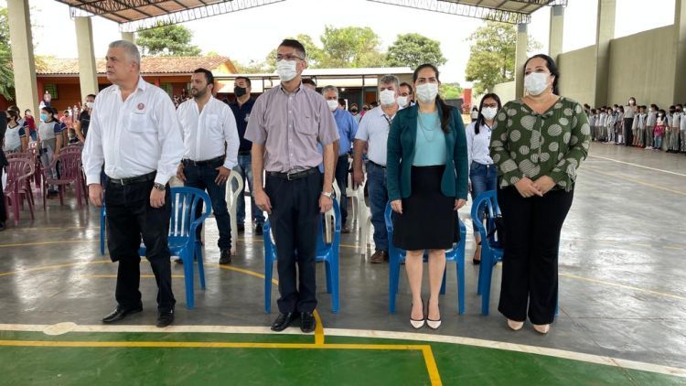 Inauguración de tinglado y reforma de pista polideportiva en la escuela Virgen del Rosario de PJC