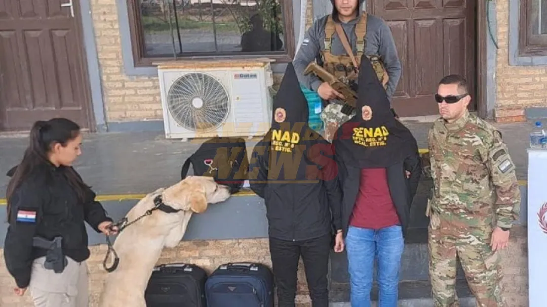 El can Sora detecta cocaína en maletas de dos paraguayos provenientes de Bolivia