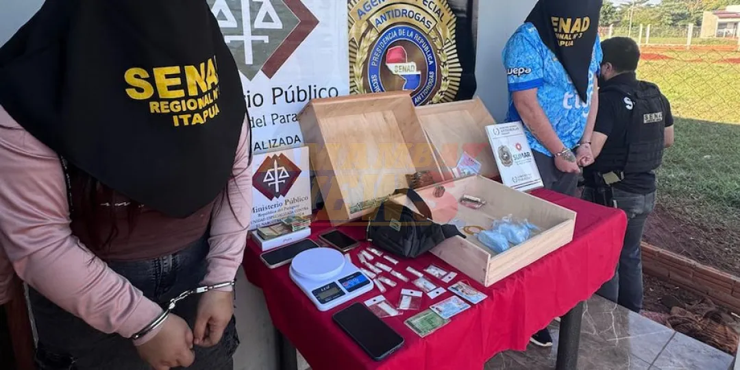 Detienen a pareja que tenía en su poder 600 dosis de cocaína en Encarnación