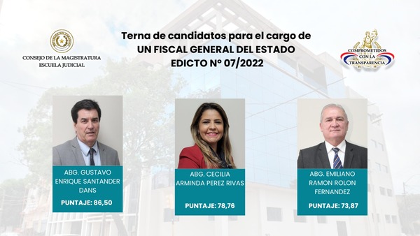 Terna para la Fiscalía general ya fue remitida al Ejecutivo
