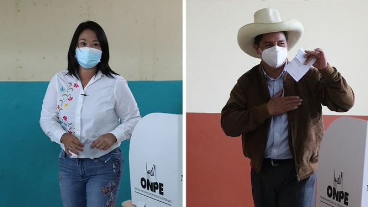 Los sondeos a boca de urna arrojan un empate técnico entre Keiko Fujimori y Pedro Castillo