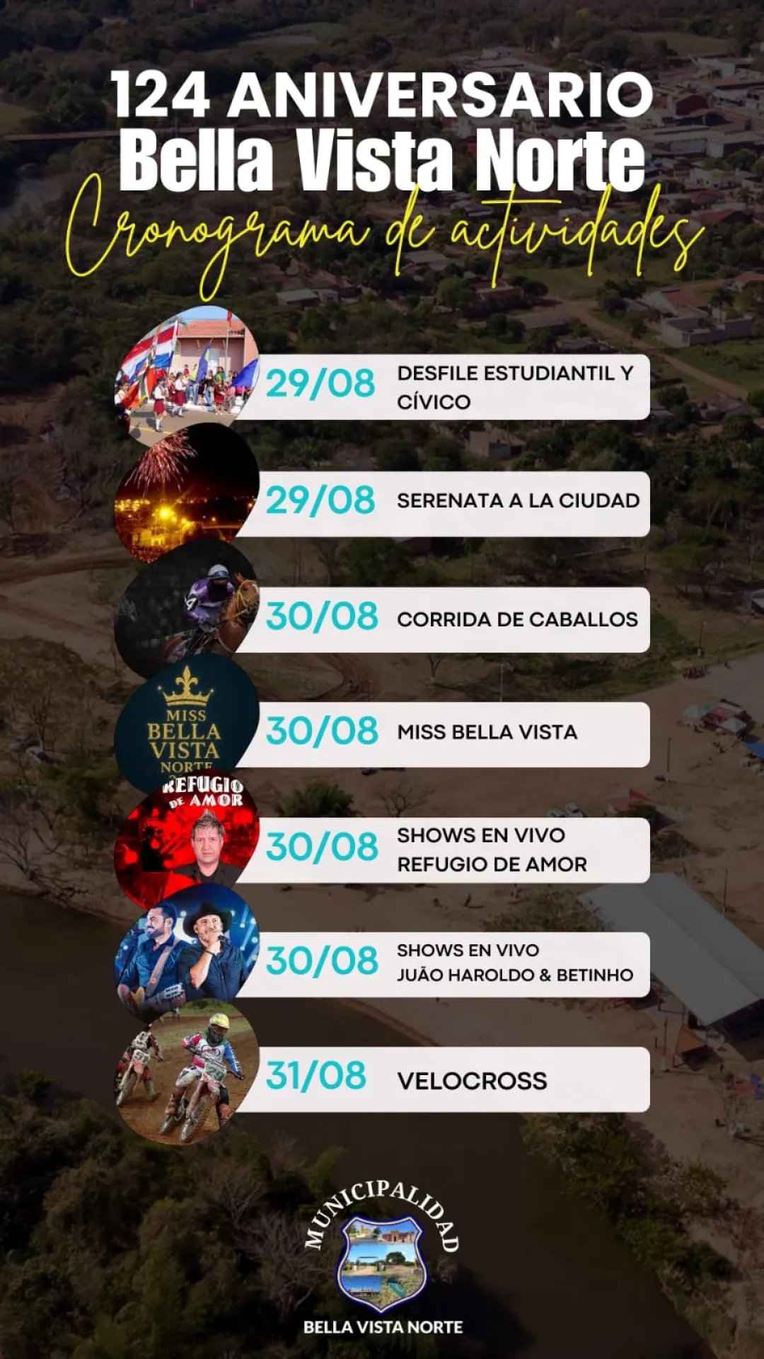 Bella Vista Norte recuerda su aniversario 124° con variada programación