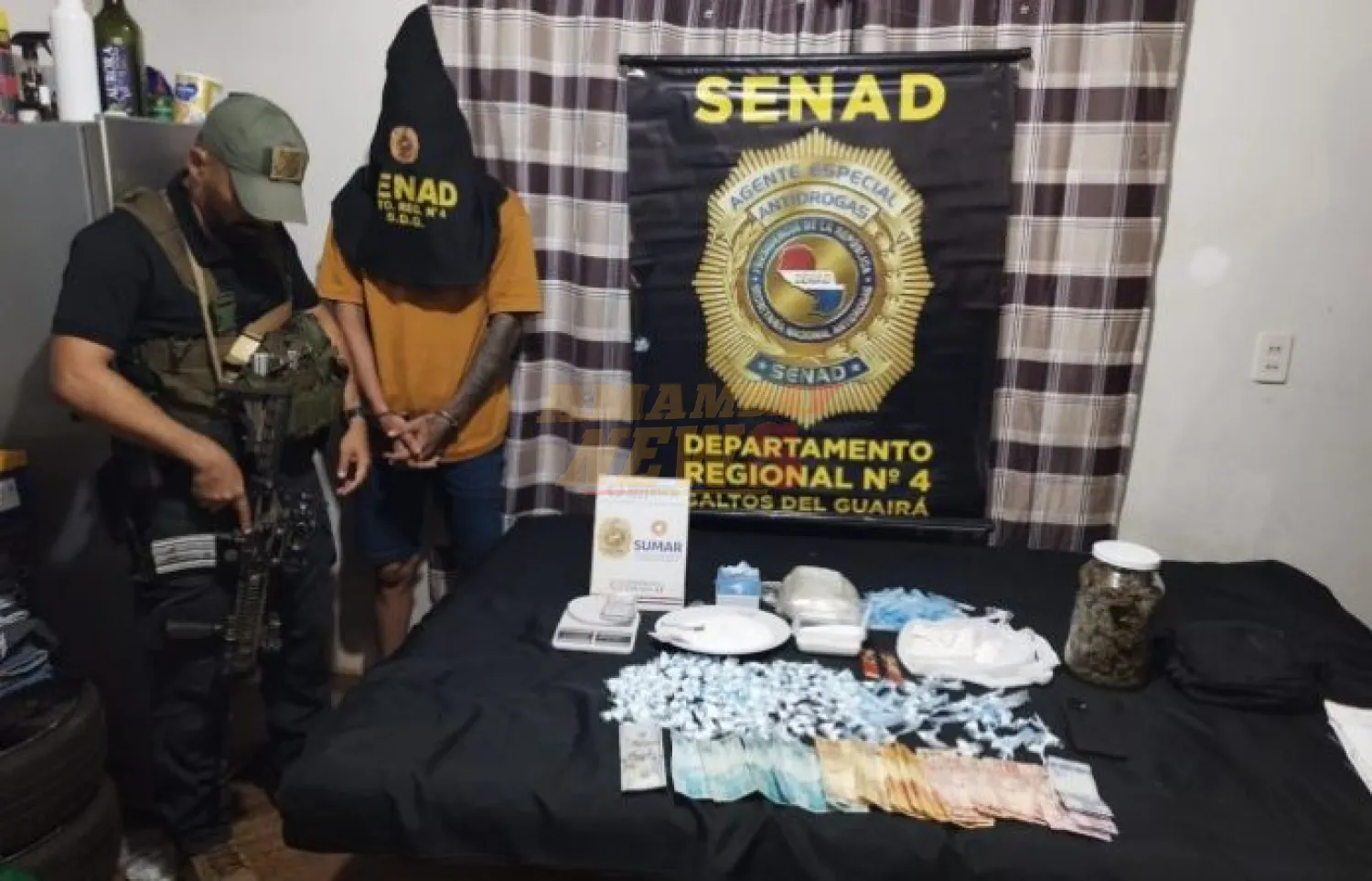 Senad desbarata foco de distribución de cocaína en Saltos del Guairá