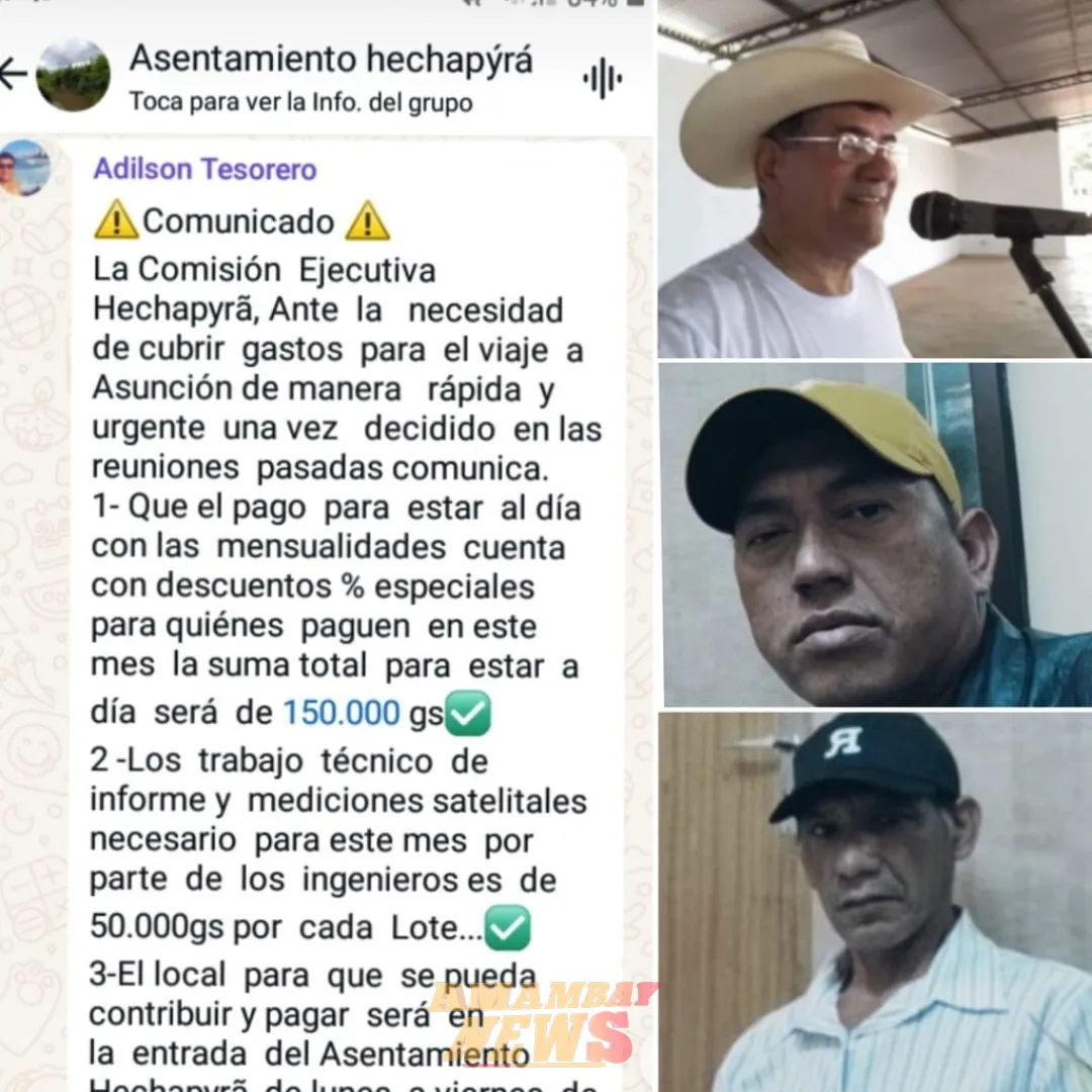 Papichi y su comisión ejecutiva quieren cobrar Gs. 150 mil a invasores de tierras