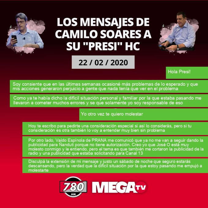 Los mensajes de Camilo Soares a su "presi", Horacio Cartes
