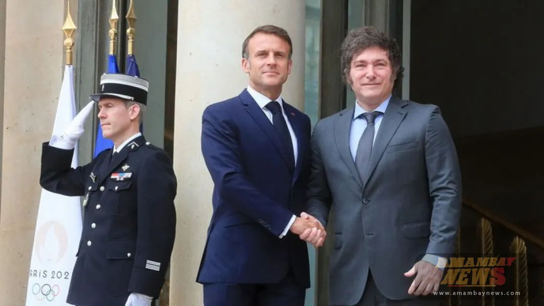 Macron recibe a Milei en el Palacio del Eliseo tras la polémica con los cánticos racistas