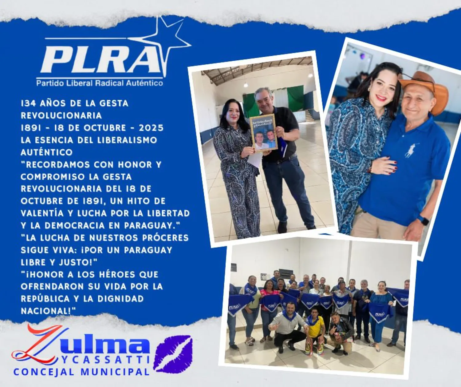 La gesta de aquel 18 de Octubre nos inspire a celebrar los valores que forman la esencia del PLRA