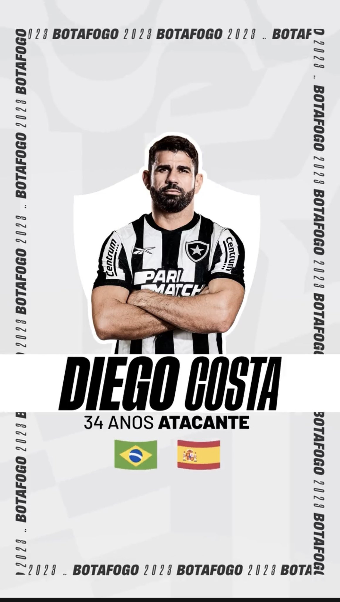 Diego Costa será compañero de Segovinha y Gatito en Botafogo