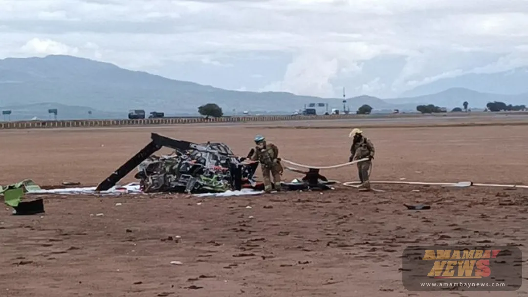 Cuatro heridos al desplomarse un helicóptero en Jalisco