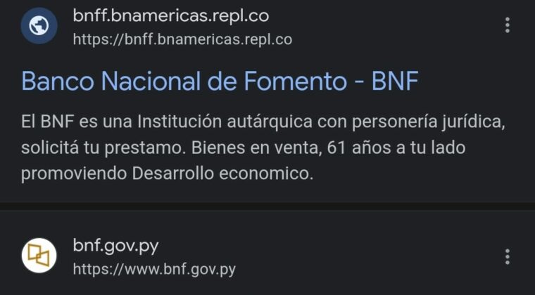 BNF advierte sobre página falsa que solicita datos de clientes