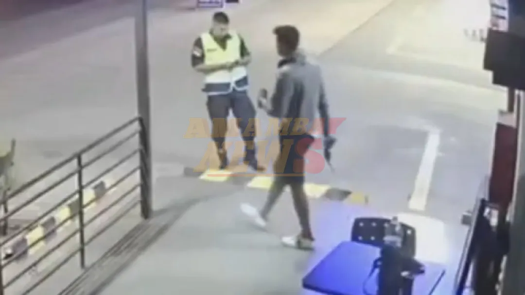 Agente policial queda inmóvil ante asaltante de estación de servicio en Luque