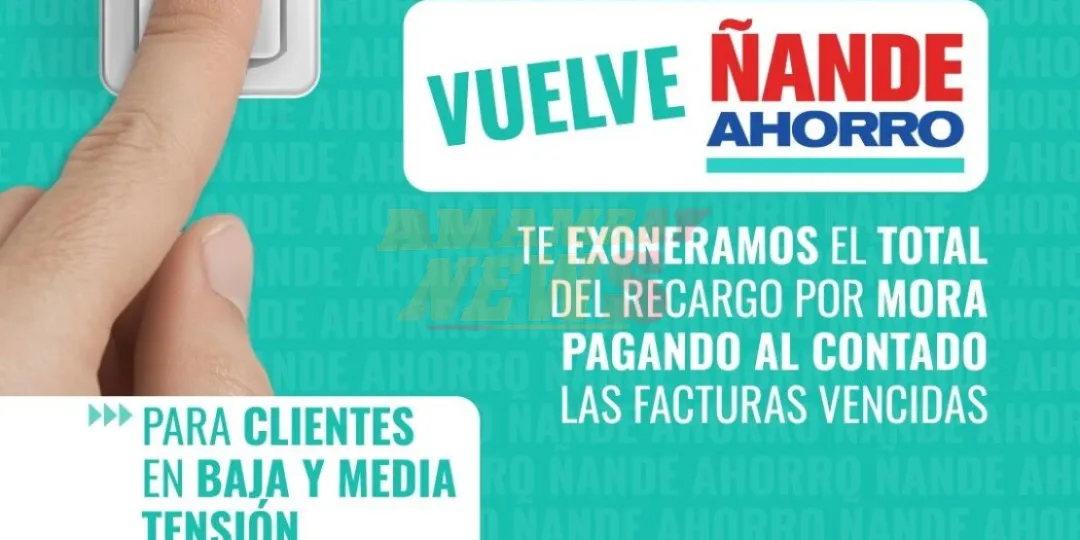 Ande extiende hasta el 31 de mayo el plan “Ñande Ahorro” para refinanciar deudas sin intereses