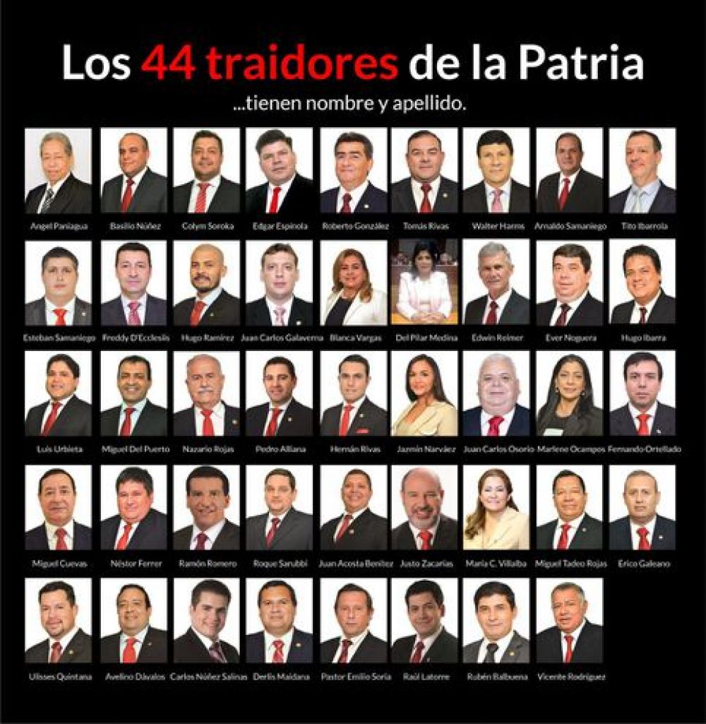 Repudian a los 44  diputados colorados traidores de la patria
